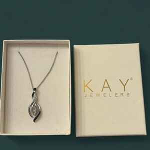 Kay Jewelers Silver and Black Pendant Necklace